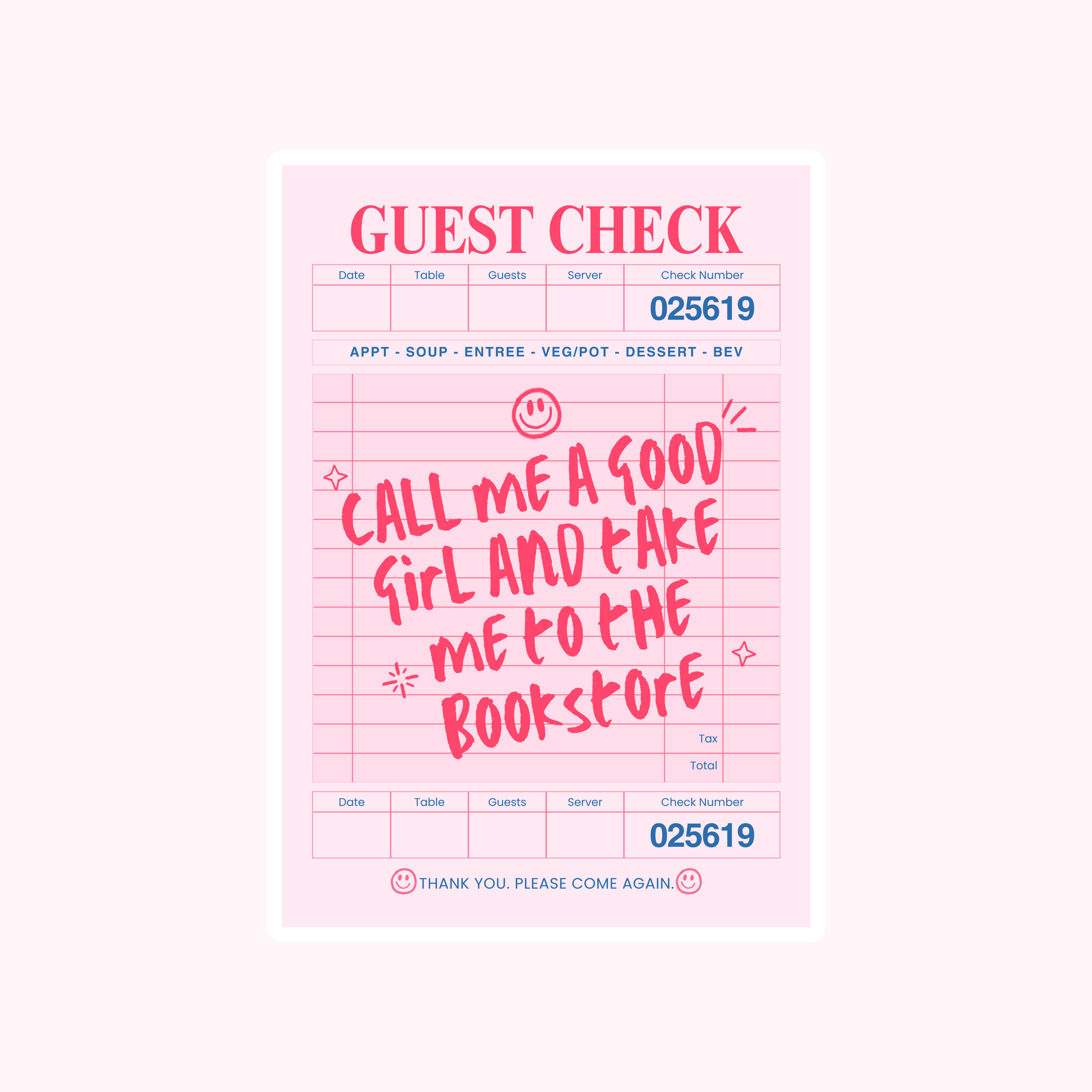 Guest Check Sticker